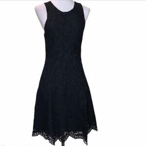 Sandro Lace Sleeveless Black Shift Dress Size 1